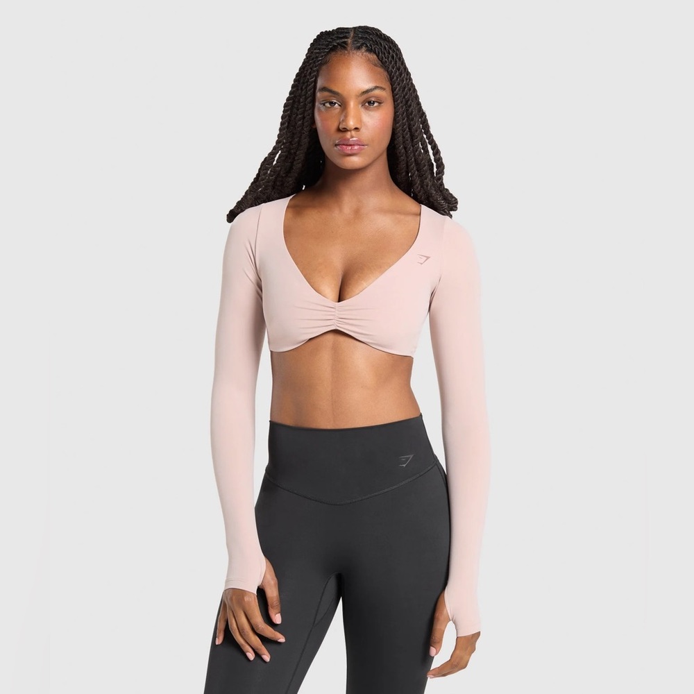 Gymshark Ruched Long Sleeve Top - Muted Pink - Small